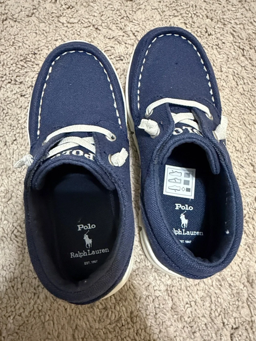 Polo by Ralph Lauren Kids Navy Canvas Moccasins with White Laces
